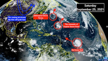 Powerful Hurricane Sam is likely to stay clear of the Caribbean islands
