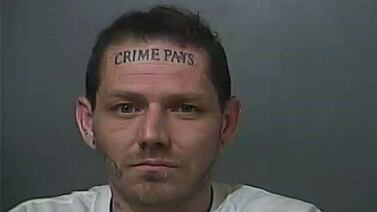 Man with ‘Crime Pays’ forehead tattoo is back in jail