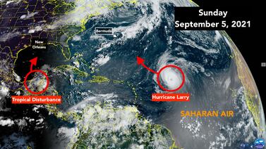 Watching the Gulf for possible development midweek while Bermuda carefully watches Larry