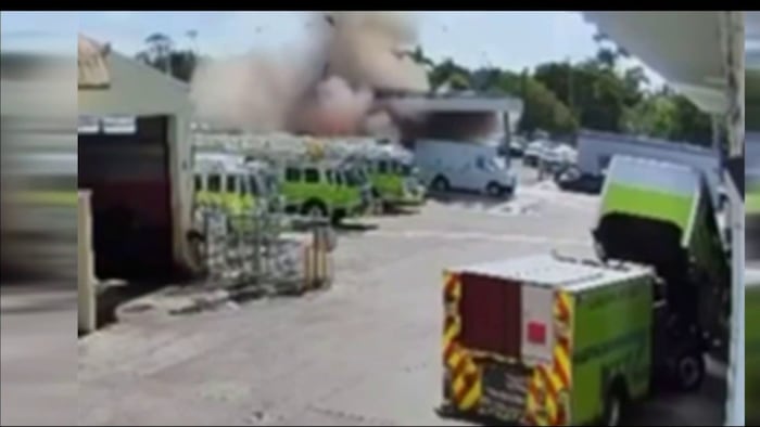 Surveillance video captures explosion at Miami-Dade Fire Rescue facility