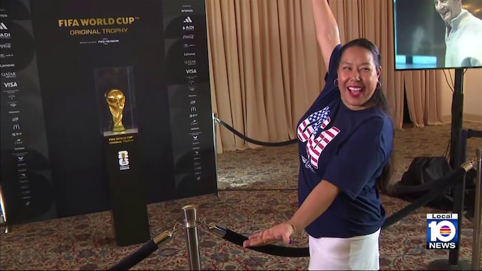 Fans line up to catch glimpse of World Cup trophy at Freedom Tower