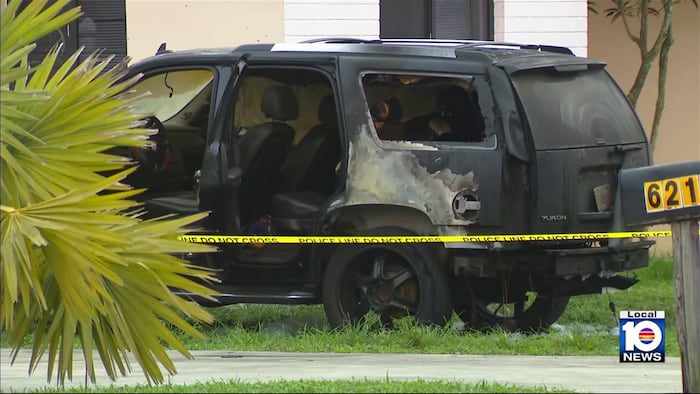 Crews extinguish car on fire outside Miramar home