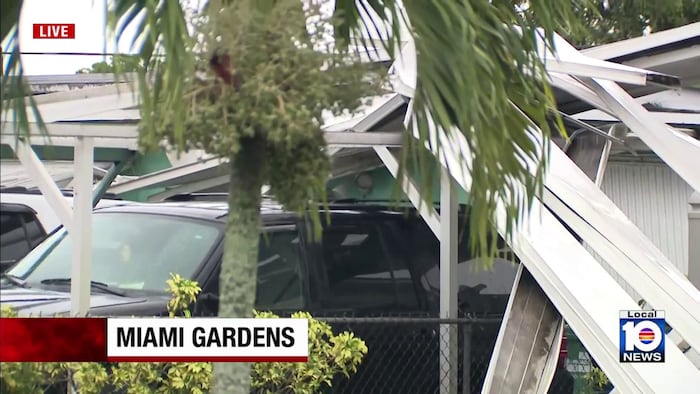 Severe storm rips through carport in Miami Gardens