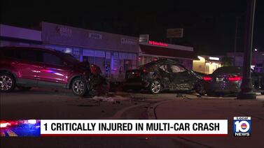 1 critical following West Miami 4-vehicle crash
