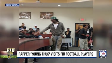Rapper Young Thug talks faith and patience with FIU football players