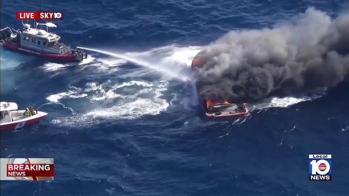 Two Rescued After Boat Fire Extinguished Off Hollywood Beach, Florida